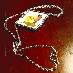 Handmade dried flower pendant necklace